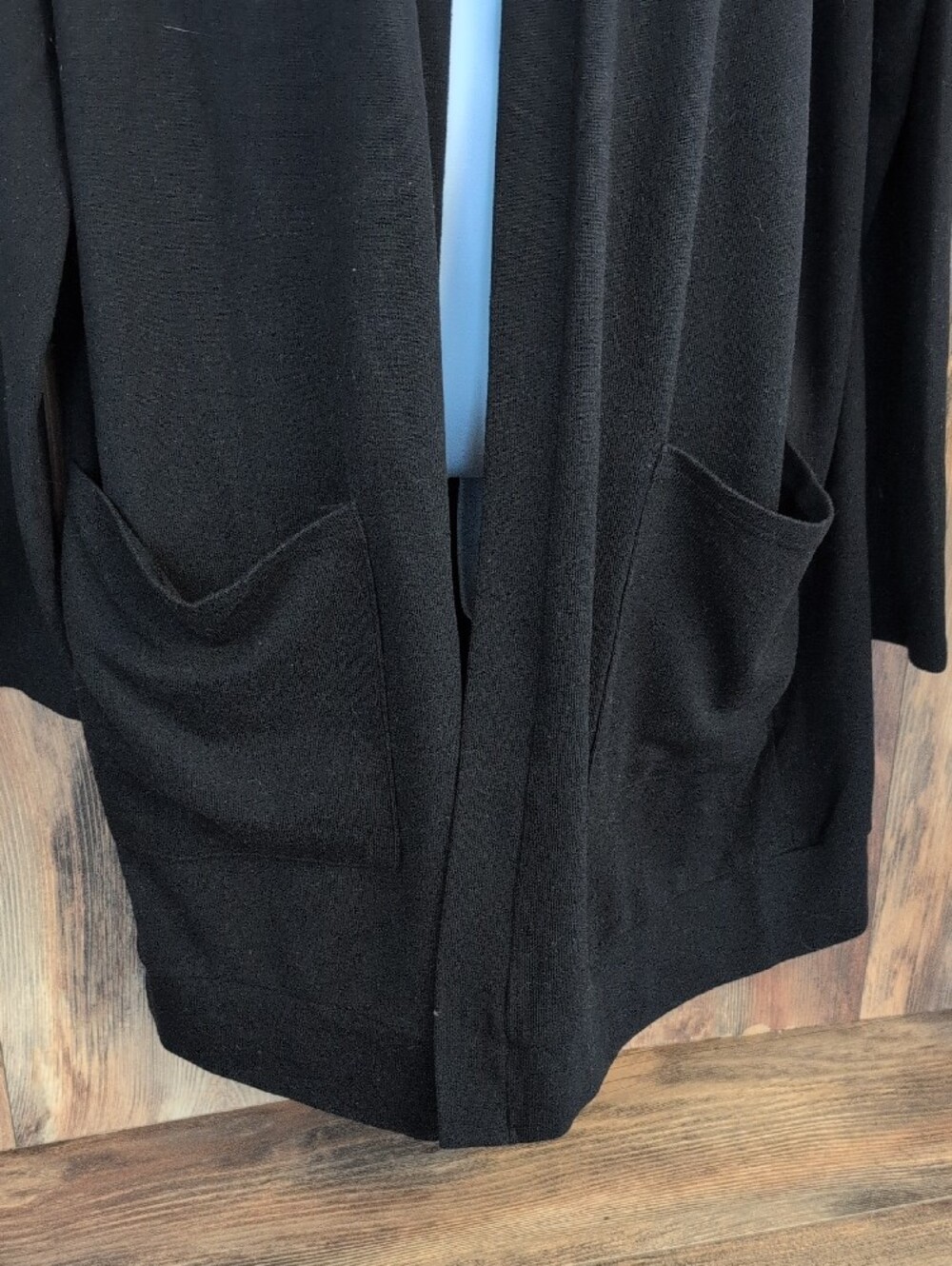 Tickled teal Black Open-Front Women's Cardigan with Pockets 2X W385 - Picture 3 of 6